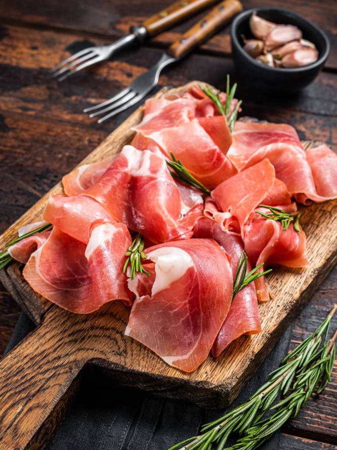 Slices,Of,Jamon,Serrano,Ham,Or,Prosciutto,Crudo,Parma,On